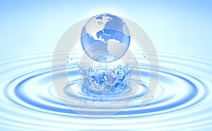 Save clean water, globe world for environmental, ecology, nature, pure water, skincare, keep ocean sea concept. Planet Earth drop