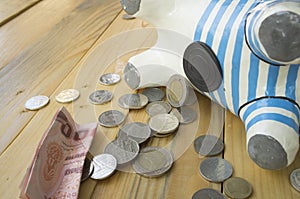 Save coin piggy box stripe texture