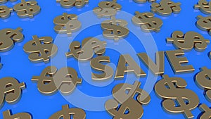 Save concept with dollar signs