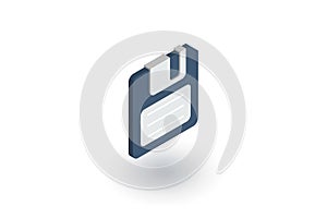 Save data, diskette isometric flat icon. 3d vector