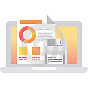 Save data icon vector file on computer monitor
