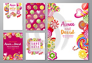 Save the date backgrounds with candies