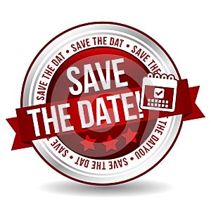 Save the Date Badge - Online Button Marketing Banner with Ribbon