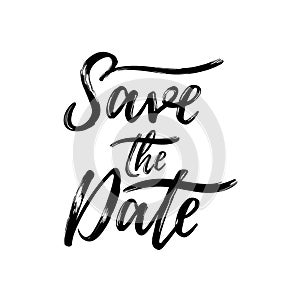 Save the date black text calligraphy vector lettering for wedding love card