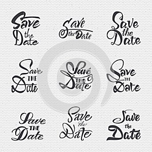 Save the date - calligraphic lettering badge label for design invitation