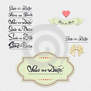 Save the date - calligraphic lettering badge label for design invitation