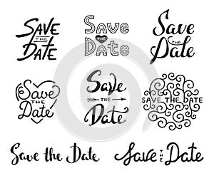 Save the date calligraphy phrases. Unique lettering.