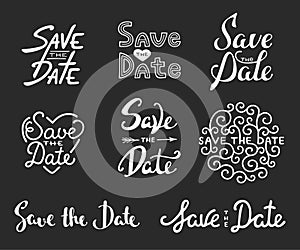 Save the date calligraphy phrases. Unique lettering.