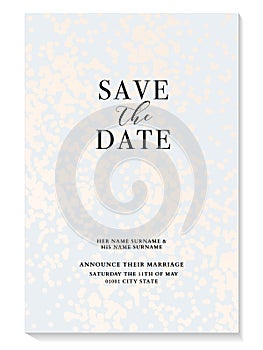 Save the date card blue ivory wedding invitation , vintage decoration template , wedding ceremony greeting card, modern design in