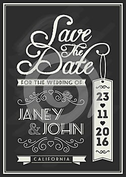 Save the date card template design with typography