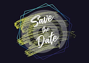 Save the date celebreting with 2018 trend color. Shiny watercolor brush. vector illustration. EPS 10