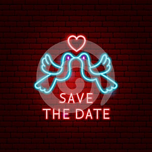 Save the Date Doves Neon Label