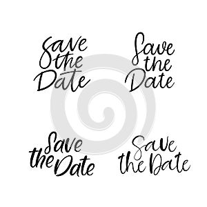 Save the date hand lettering card, wedding invitation. Modern calligraphy. Wedding phrase.