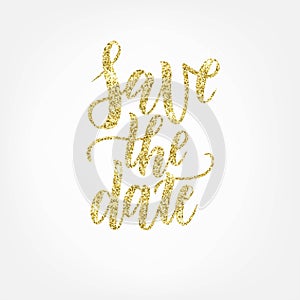 Save the date hand lettering postcard. Wedding phrase. Vector illustration. Modern brush calligraphy. Isolated on white background