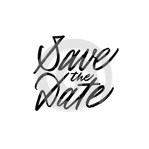 Save the date hand written inscription. Vectorised calligraphy for wedding invitations. photo