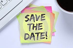 Save the date invitation message business information desk photo