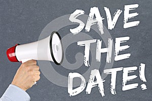 Save the date invitation message information megaphone