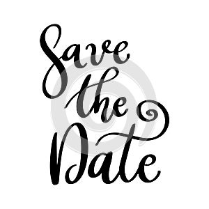 Save the date. Lettering phrase isolated on white