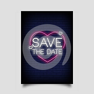 Save The Date Neon Signs Style Text vector