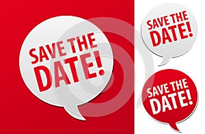 Save the Date Speech Bubble on white Background