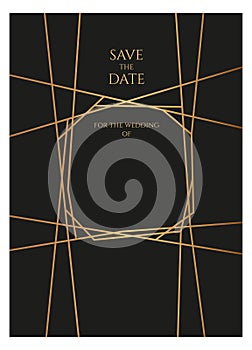 Save date template with elegant thin golden lines