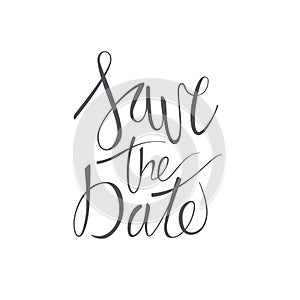 Save the date vector lettering text on white background.