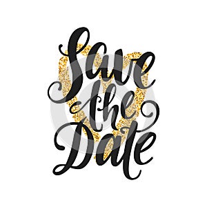 Save the date vector lettering on white background. Isolated typography print.