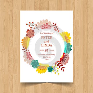 Save the date wedding invitation card design with flower