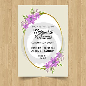 Save the date wedding invitation card design with flower