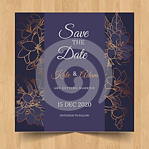 Save the date wedding invitation card design with flower