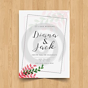 Save the date wedding invitation card design with flower