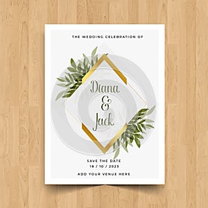 Save the date wedding invitation card design with flower