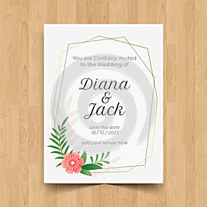 Save the date wedding invitation card design with flower