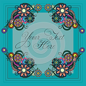 Save the date, wedding invitation card template decorate with flower wreath.