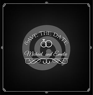 Save the date. Wedding invitation with rings. Vector illustration.
