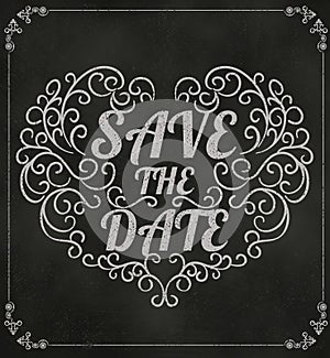 Save The Date, Wedding Invitation Vintage Typographic Design On