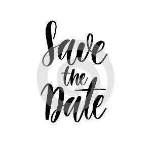 Save the date wedding lettering emblem. Hand crafted design elem