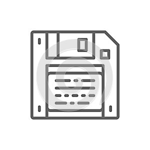 Vector save, diskette, floppy disc line icon.