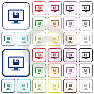 Save display settings outlined flat color icons