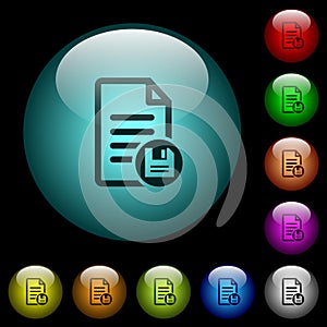 Save document icons in color illuminated glass buttons