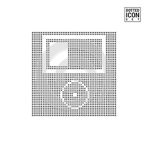 Save Dot Pattern Icon. Magnetic Floppy Disc Dotted Icon Isolated on White Background. Vector Icon or Design Template