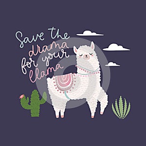 Save the drama for your llama inspirational card