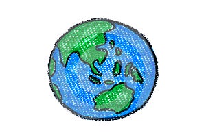 Save the earth concept. saving energy and recycle to save the world. hand draw crayon earth