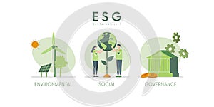 Save the Earth. ESG concept. Sustainable ecology and environment conservation concept design. Vector illustration