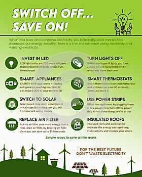 Save electricity infografic poster photo