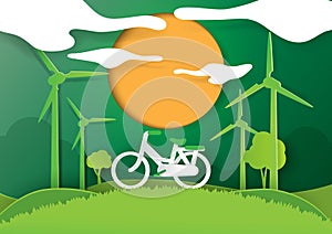 Save energy concept paper art style.