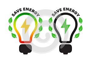 Save energy symbol. Renewable energy signs