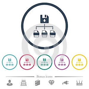 Save file as multiple format flat color icons in round outlines