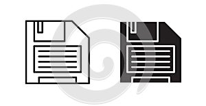 Save file thin line vector icon set