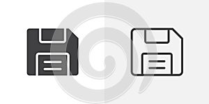 Save file thin line vector icon set